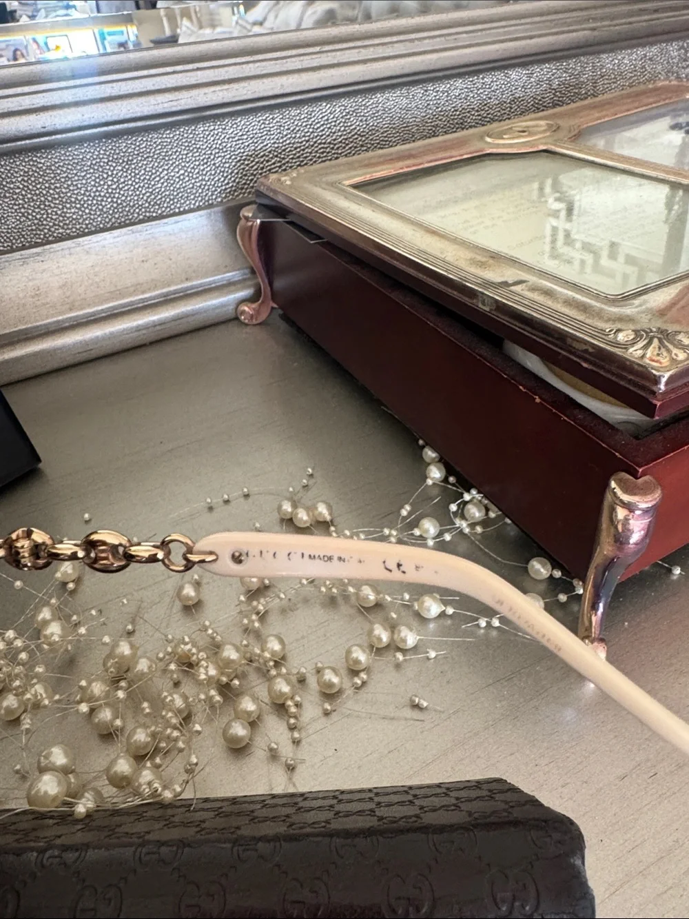 Gucci Gold and White Aviator Sunglasses